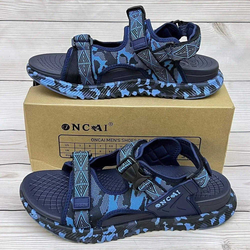 ONCAI Hiking Orthotic Sport Sandals Mens 15 Blue Recovery Walking Arch Support